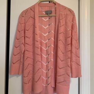 Cyrus Pointelle Open-Front Cardigan - Pink SZ small. BNWOT
